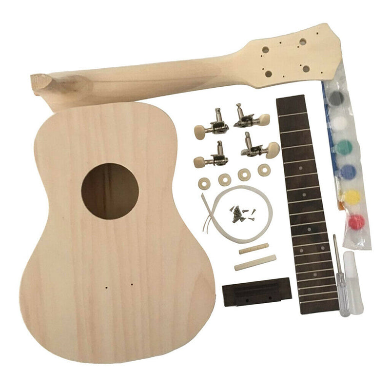 1 Set 23inch Ukulele Assembly Kits Unfinished Solid Wood 4 Strings Guitar