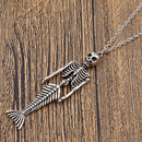 Gothic Mermaid Halloween Horror Skeleton Metal Pendant Necklace Handmade Jewelry