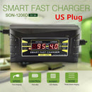12V 6A Car Motorcycle Smart Fast Lead-acid Battery Charger LCD Display US Plu Hc
