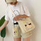 2pcs/set Women Canvas Cat Print Shoulder Crossbody Handbags Pen Bag (Beige)