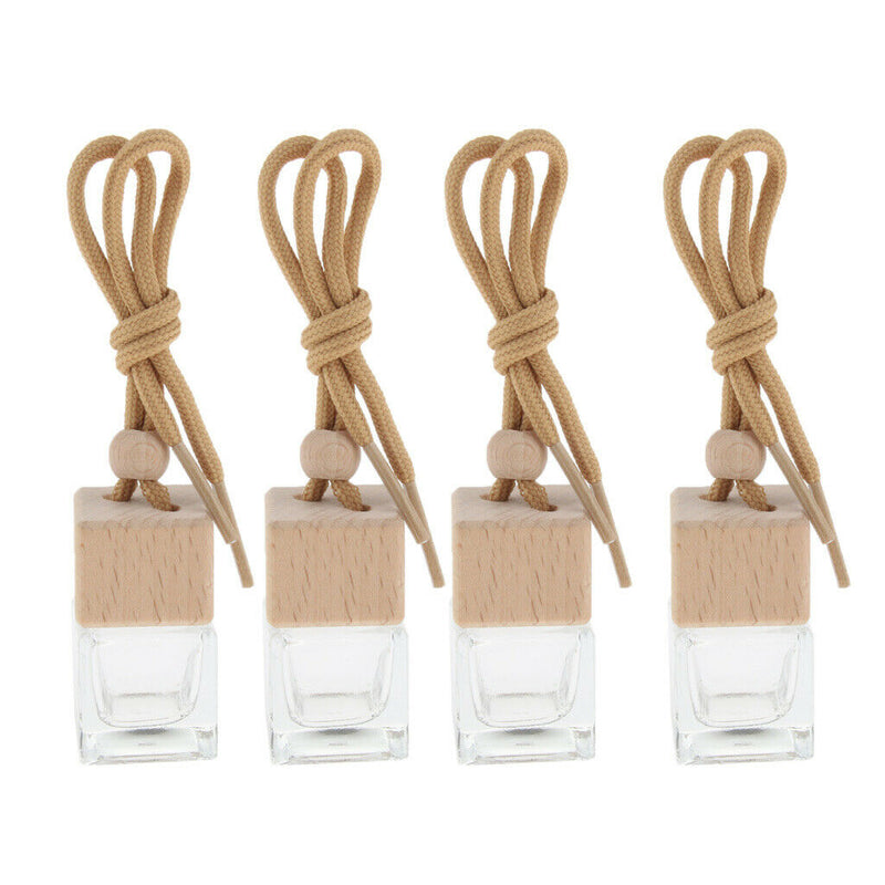 Pack of 4 6ML Glass Car Hanging Perfume Bottles Air Freshener Fragrances
