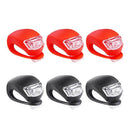 Waterproof LED Silicone Bicycle Front Rear Tail Light Set 3 Black + 3 Red