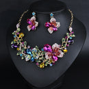 Creative Crystal Flower Chunky Statement Pendant Necklace Collar Chain Jewlry