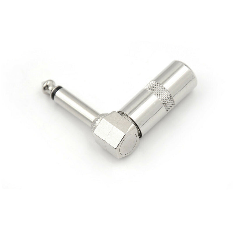 2pcs 1/4" 6.35mm 90 Degree Angle Male Mono Phone Plug Guitar Audio Connectors JR
