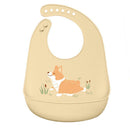 Cartoon Silicone Kids Bib Waterproof Baby Feeding Adjustable Apron (Yellow)