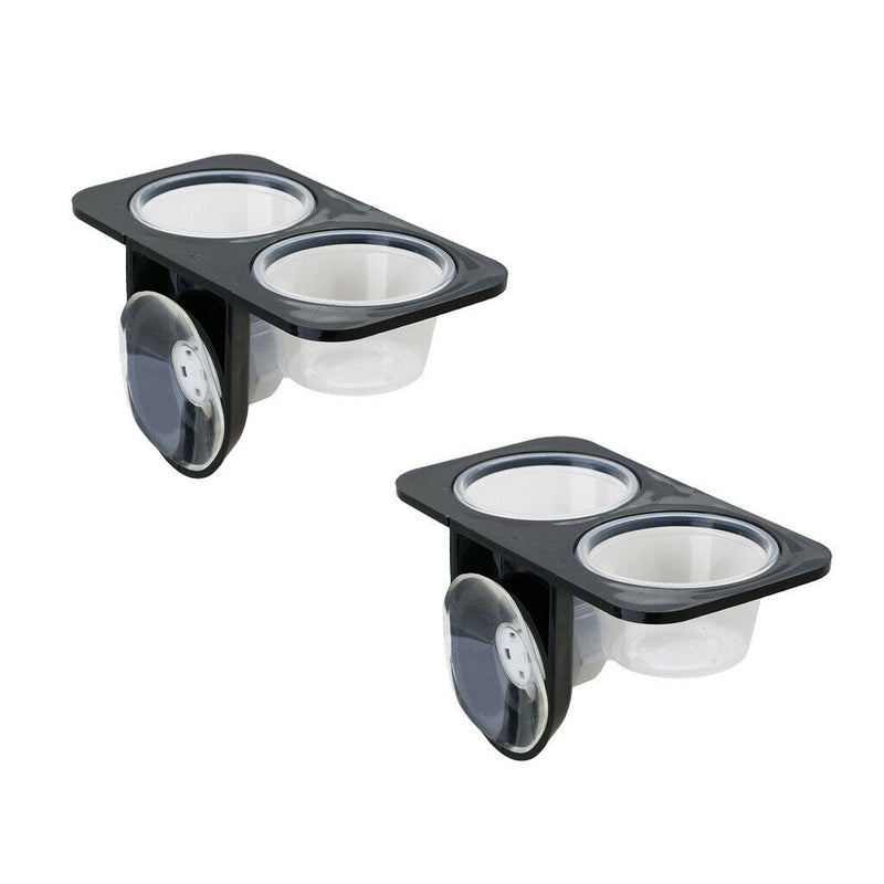 2Pcs Automatic Plastic Reptile Feeders Water Bottle Double Dish with Suction Cup