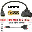 1080P HDMI Port Male to 2 Female 1 In 2 Out Splitter Cable Adapter Converter bs