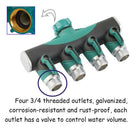 3Pcs 3/4 Zinc Alloy Tap Valve Splitter Outdoor Garden Lawn Watering Tool 26
