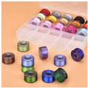 Bobbin Case Organizer with 25 Clear Sewing Machine Bobbins and Assorted Col
