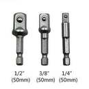 Socket Adapter Set 1/4" 3/8" 1/2" Drive 2" Long 3-Piece Home Repair Tool