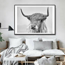 Nordic Portrait of a Highland Cow Posters and Prints Wall Art Canvas Painti