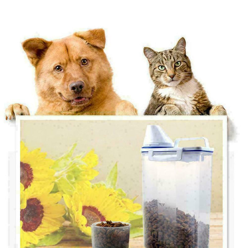 Pet Food Storage Container Airtight Dog Cats with Measuring Cup Clear Favor W8L5