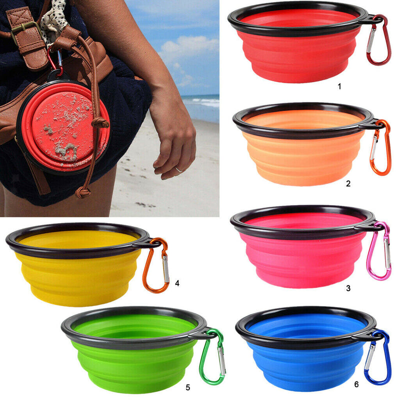 2pcs Portable Pet Dog Cat Puppy Fashion Silicone Collapsible Feeding Food Water