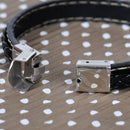 Men's Black Leather Wristband Braided Bracelet Stainless Steel Clasp Bangle