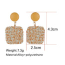 Korean Statement Geometric Big Earrings Sweet Woven Square Drop Earrings Ex