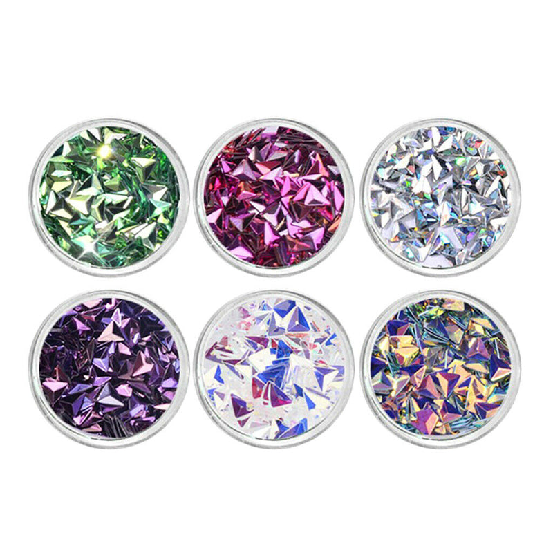 6 Colors Holographic Chunky Triangle Glitter Sequins Beauty Festival Glitter