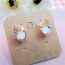 Women Crystal Rhinestone Lovely Small Leaves Ear Stud Earrings Jewelry OZ