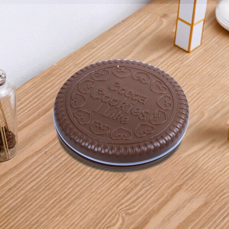 5X(1x Cute Cookie Shaped Design Mirror Makeup Comb Brown N2F2)