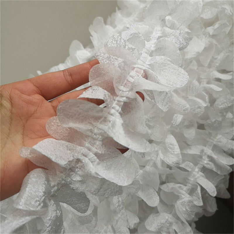 1 Yard White Trimming Lace Ruffle Frilly Ribbon Edging Pleated DIY Sewing Craft