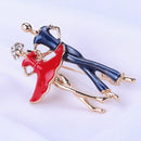 Fashion Enamel Double Dance Couple Brooch Collar Pins Women Corsage Jewelry  OZ