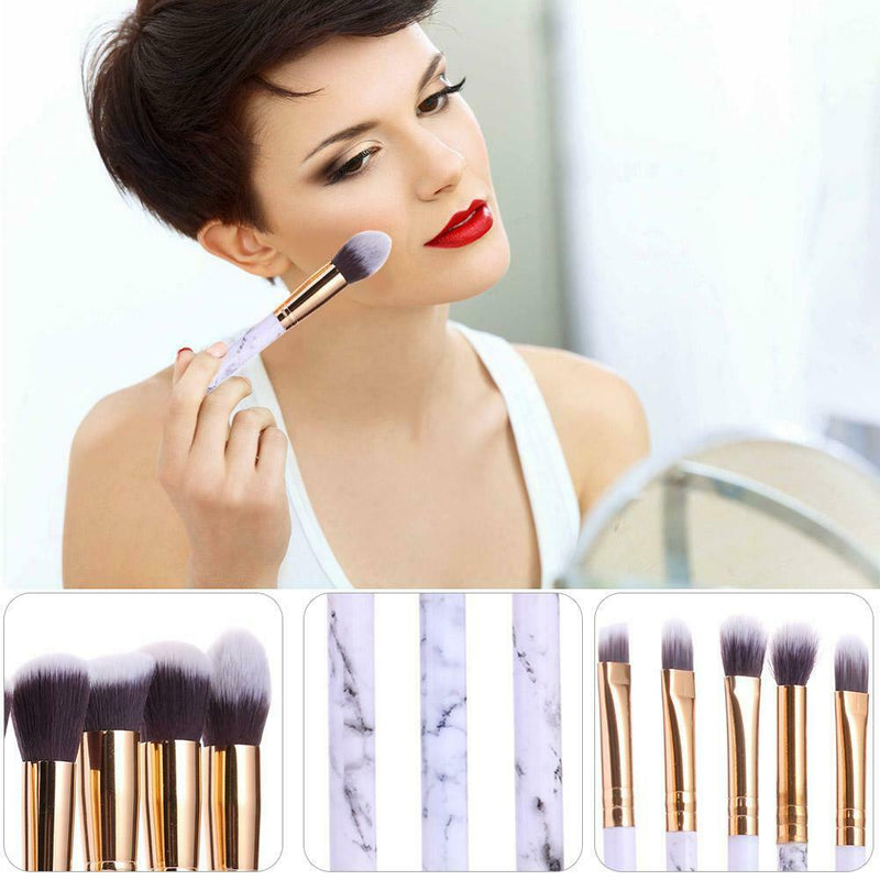 10pcs Marbling Makeup Brushes Set Powder Foundation Eyeshadow Cosmetic Tool A