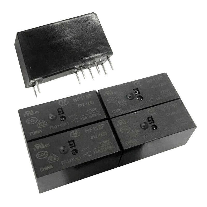 5pcs Small Mini Electrical Power Relay, HF115F10A (1 ON, 1 OFF), 8 Pins Power