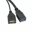USB 3.0 Female to Dual USB Male Extra Power Data Y Extension Cable for 2.5
