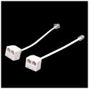 2pcs 6P4C RJ11 Dual Female to Male Telephone Cable Splitter Adapter