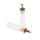 2 Mini Glass Bottle Vial Tube Potion Perfume Holder Cork Jars Wish Pendant