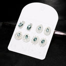 4pair Fashion Elegant Women Blue Crystal Rhinestone Ear Stud Earring Jewel PRW