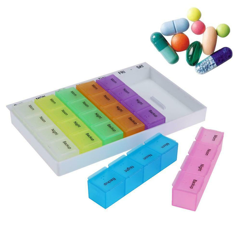 28 Compartments Pills Storage Box 7 Days Tablet Pill Box Holder Medicine A