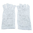 WHITE FINGERLESS SHORT LACE GLOVES FANCY DRESS FRENCH MAID MADONNA 80s P3J1