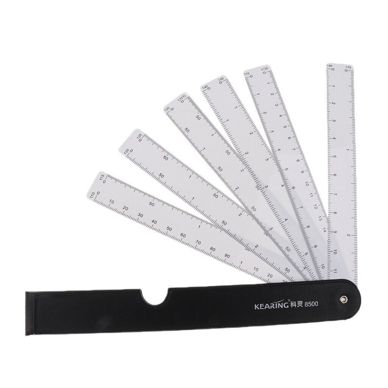Set of 5 Foldable Fan Reduction Scale Ruler with 6 Blades for Engineering