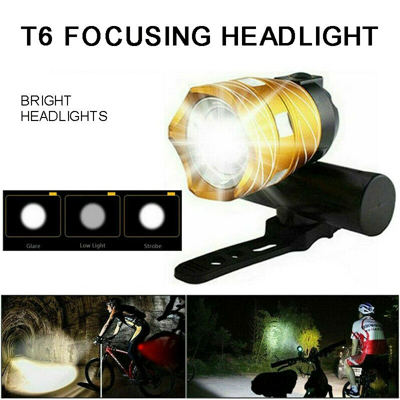 Bicycle Front Rear Light Rechargeable USB Headlamp Headlight BIke LED T6