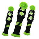 3Pcs Knitted Golf Headcover - PomPom Golf Club Head Covers Universal Fit for All