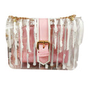 Striped Clear Transparent Pvc Women Messenger Crossbody Bag Chains Jelly Su X3J7