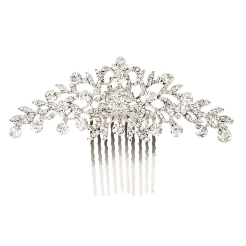 Bridal Wedding Flower Diamante Crystal Rhinestone Women Hair Comb Headpiece