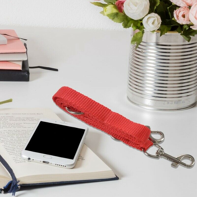 Red Nylon 15mm Width Walk Double Dog Two Lobster Clasp Way Pet Leash