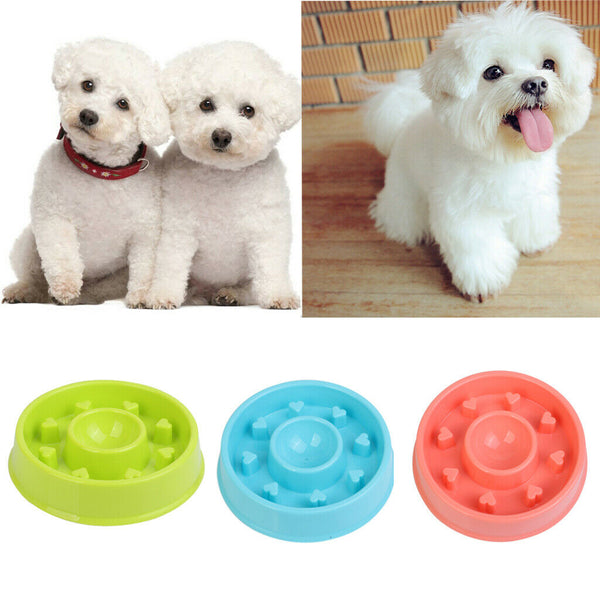 Pet Dog Slow Down Eating Feeder Dish Pet Cat Puppy Feeding Food Bowl Blue