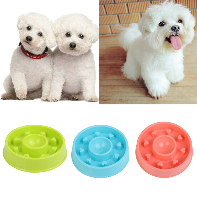 Pet Dog Slow Down Eating Feeder Dish Pet Cat Puppy Feeding Food Bowl Blue