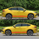 2pcs Vinyl Car Stickers Racing Long Stripe Auto Body Side Skirt Styling Decals
