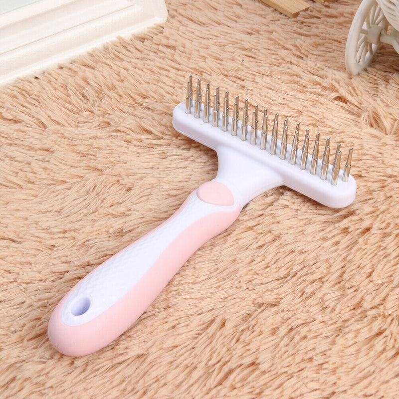 Pet Cat Dog Hair Removal Needle Comb Fur Trimming Open Knot Brush (Blue) A