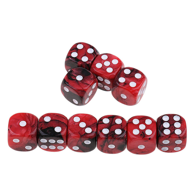 10Pcs Red Black Six Sided D6 Dice Dies for Dungeons & Dragons Role Play Accs