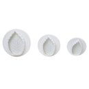3Pcs Veined Rose Leaf Fondant Cake Cutter Plunger--White