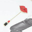 Fashion Women Crystal Red Lips Brooch Collar Lapel Pin Jewelry Accessories G Gw