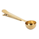 2 in 1 Stainless Steel Ground Coffee Measuring Scoop with Bag Seal Clip