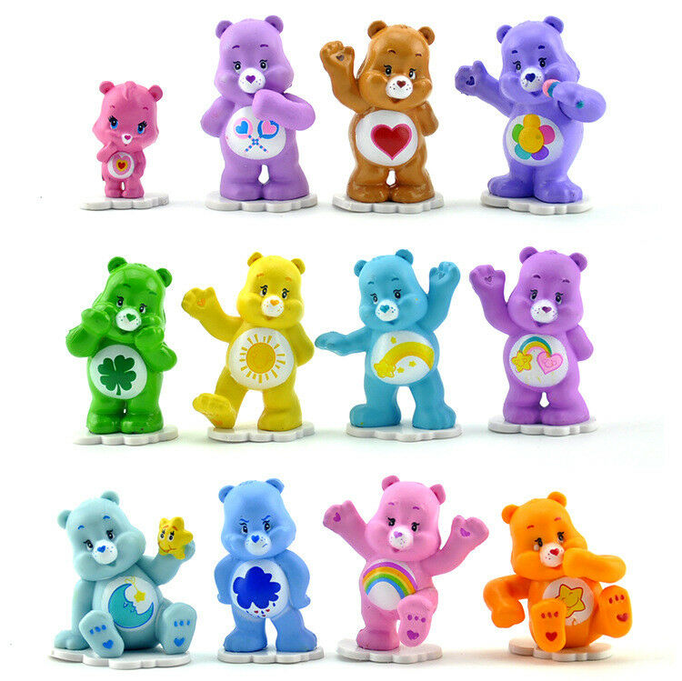 12PCS CARE BEARS CAKE TOPPERS 12 PLASTIC FIGURES BRAND NEW Gift For Kids