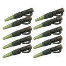 10pcs Safety Lead Clips with Tail Hair Rigs Carp Fishing Tackle Dark Green