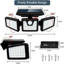 74 LED Motion Sensor Solar Light Security Light 3 Head Spotlight Lamp X0I5