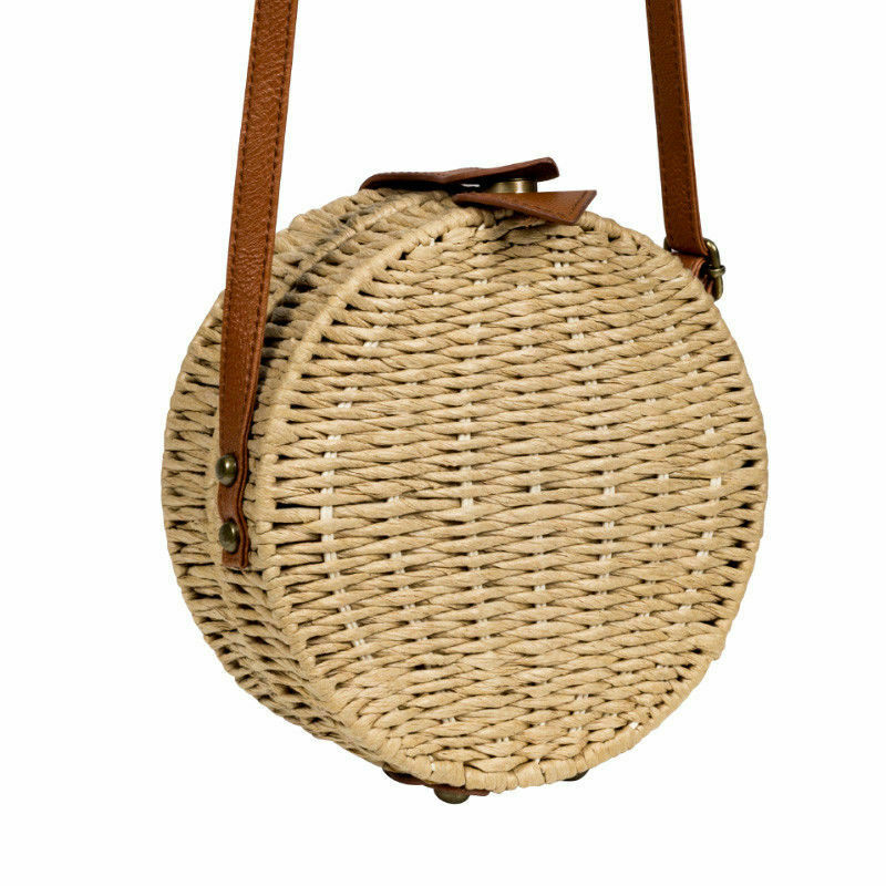 Beach Straw Bags Retro Rattan Hand Bag Cross Body Bohemia Small Round Bag W Y9N2